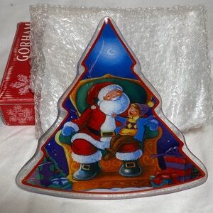 Gorham Set of 2 Tree Candy Dishes, 8” from SANTA Collection - New with Box